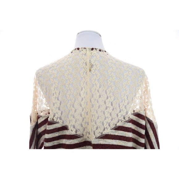 Umgee Womens Open Front Crochet Lace Cardigan Duster Open Front Striped Sz M - Picture 9 of 13